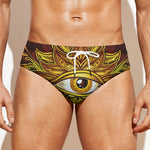 Gold All Seeing Eye Print Men's Swim Briefs