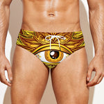Gold All Seeing Eye Print Men's Swim Briefs
