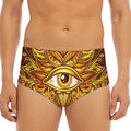 Gold All Seeing Eye Print Men's Triangle Swim Briefs