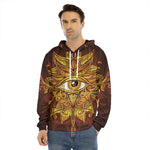 Gold All Seeing Eye Print Men's Velvet Pullover Hoodie