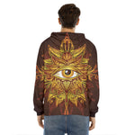 Gold All Seeing Eye Print Men's Velvet Pullover Hoodie