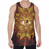 Gold All Seeing Eye Print Men's Velvet Tank Top