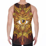 Gold All Seeing Eye Print Men's Velvet Tank Top