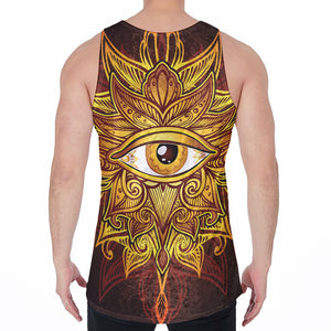 Gold All Seeing Eye Print Men's Velvet Tank Top