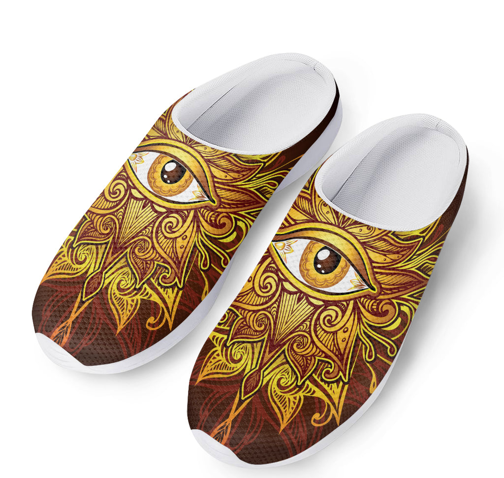 Gold All Seeing Eye Print Mesh Casual Shoes