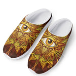 Gold All Seeing Eye Print Mesh Casual Shoes