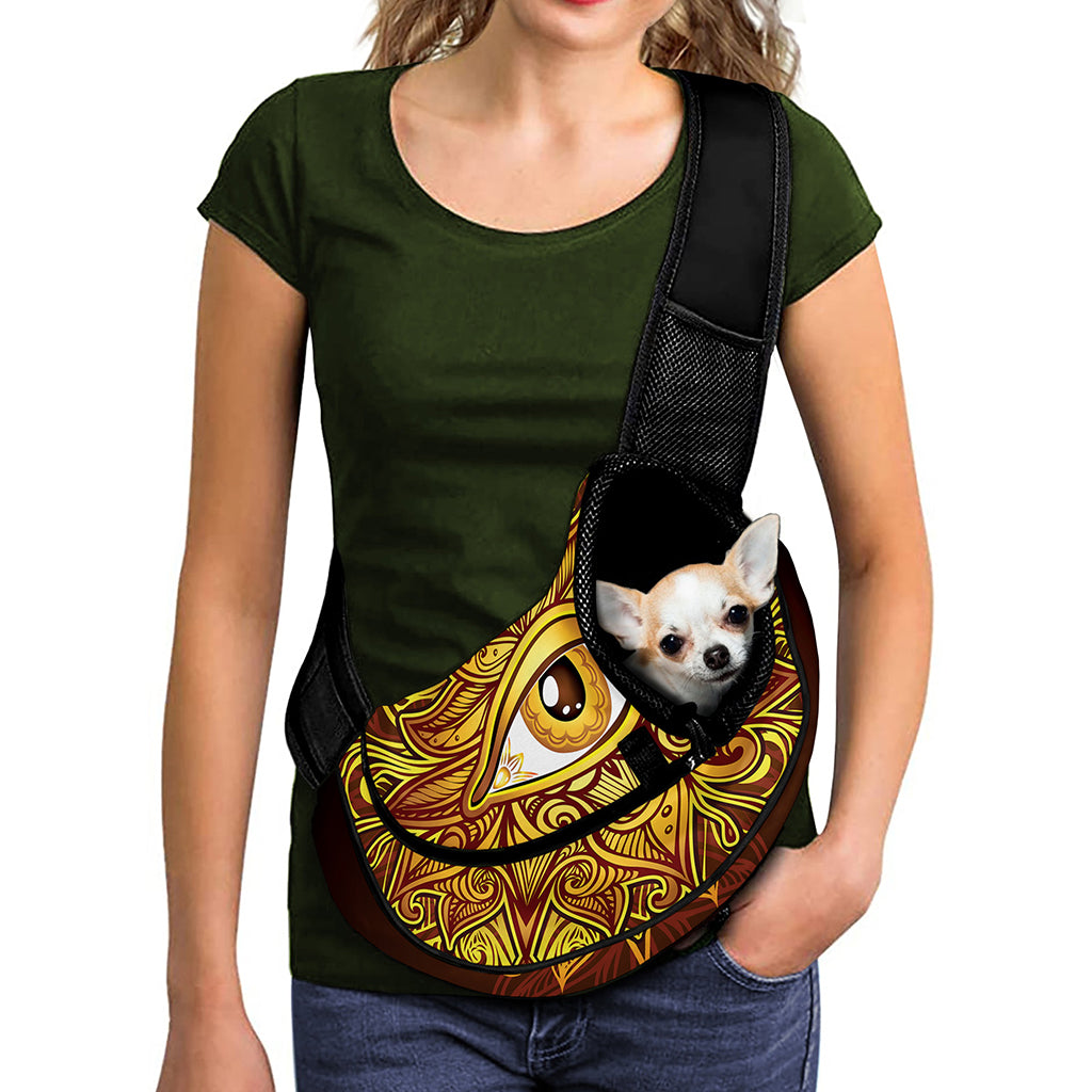 Gold All Seeing Eye Print Pet Sling Carrier