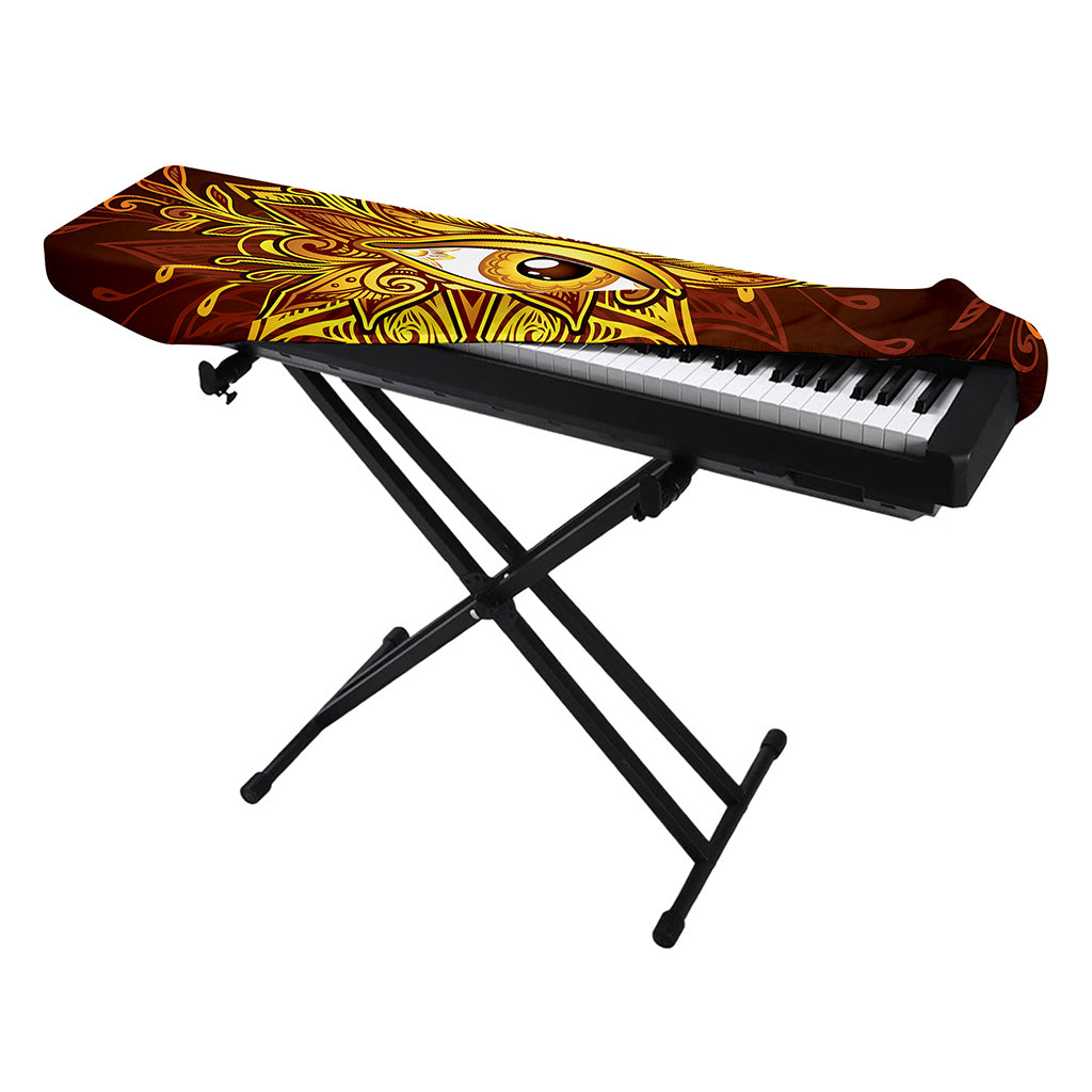 Gold All Seeing Eye Print Piano Keyboard Cover