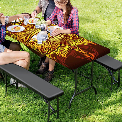 Gold All Seeing Eye Print Picnic Table Cover