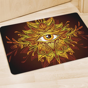 Gold All Seeing Eye Print Polyester Doormat