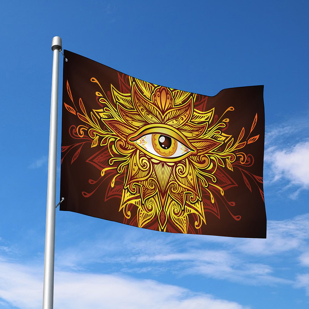 Gold All Seeing Eye Print Polyester Flag