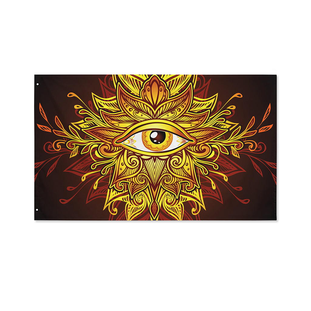Gold All Seeing Eye Print Polyester Flag