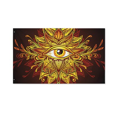 Gold All Seeing Eye Print Polyester Flag
