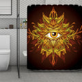 Gold All Seeing Eye Print Polyester Shower Curtain