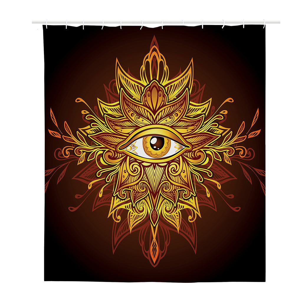 Gold All Seeing Eye Print Polyester Shower Curtain