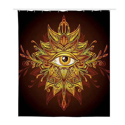 Gold All Seeing Eye Print Polyester Shower Curtain
