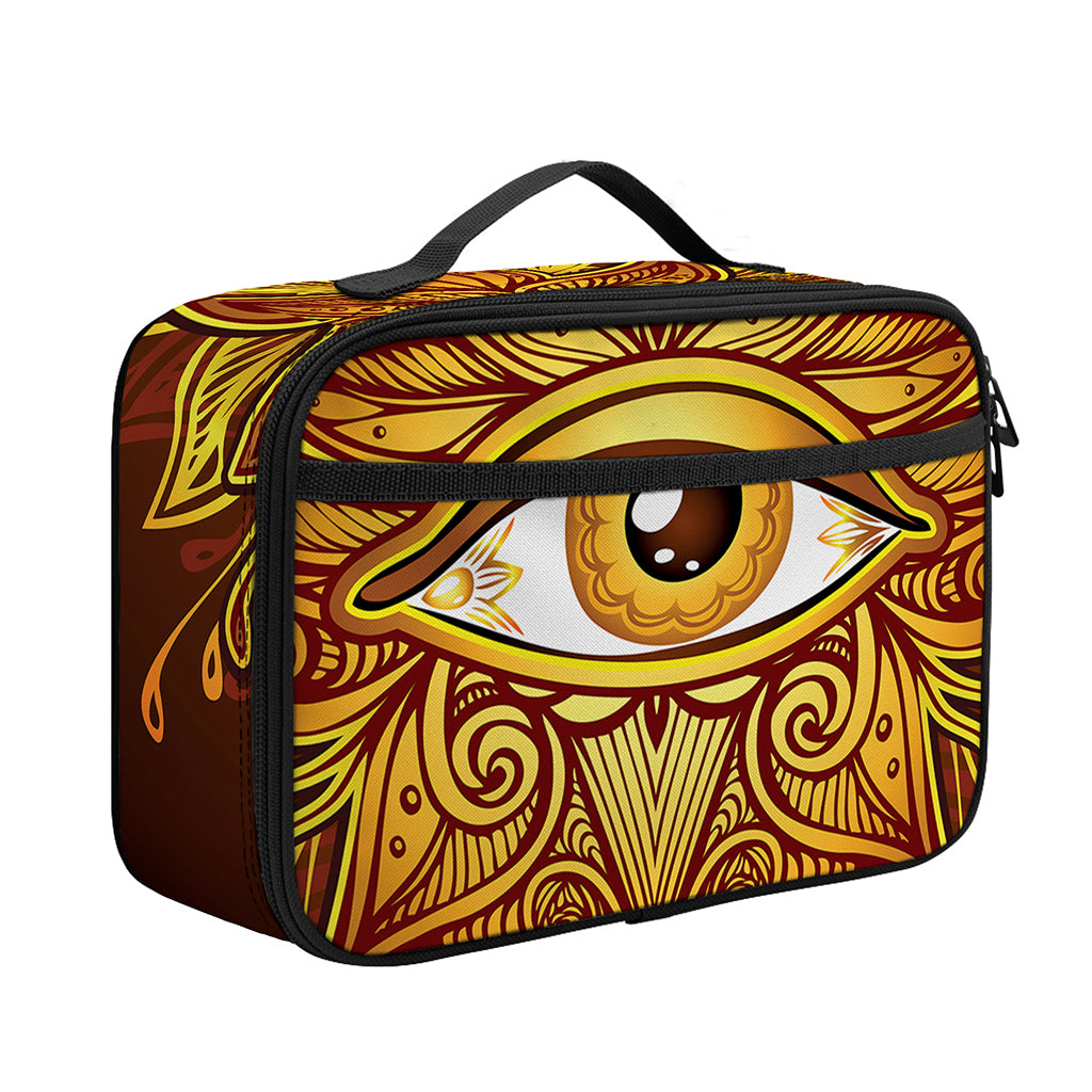 Gold All Seeing Eye Print Portable Lunch Bag