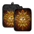 Gold All Seeing Eye Print Pot Holders With Pocket