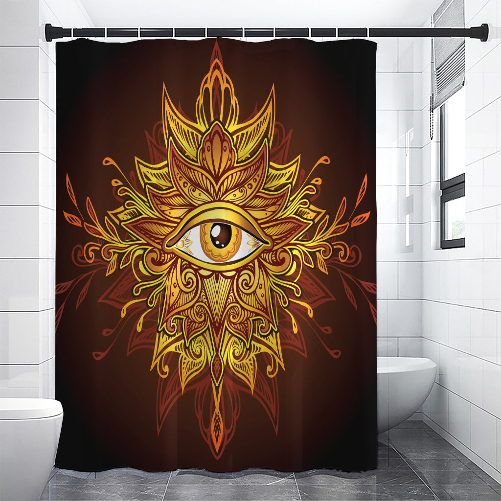 Gold All Seeing Eye Print Premium Shower Curtain