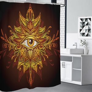 Gold All Seeing Eye Print Premium Shower Curtain