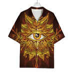 Gold All Seeing Eye Print Rayon Hawaiian Shirt