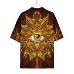 Gold All Seeing Eye Print Rayon Hawaiian Shirt