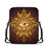 Gold All Seeing Eye Print Rectangular Crossbody Bag