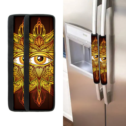 Gold All Seeing Eye Print Refrigerator Handle Covers