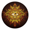 Gold All Seeing Eye Print Round Blanket