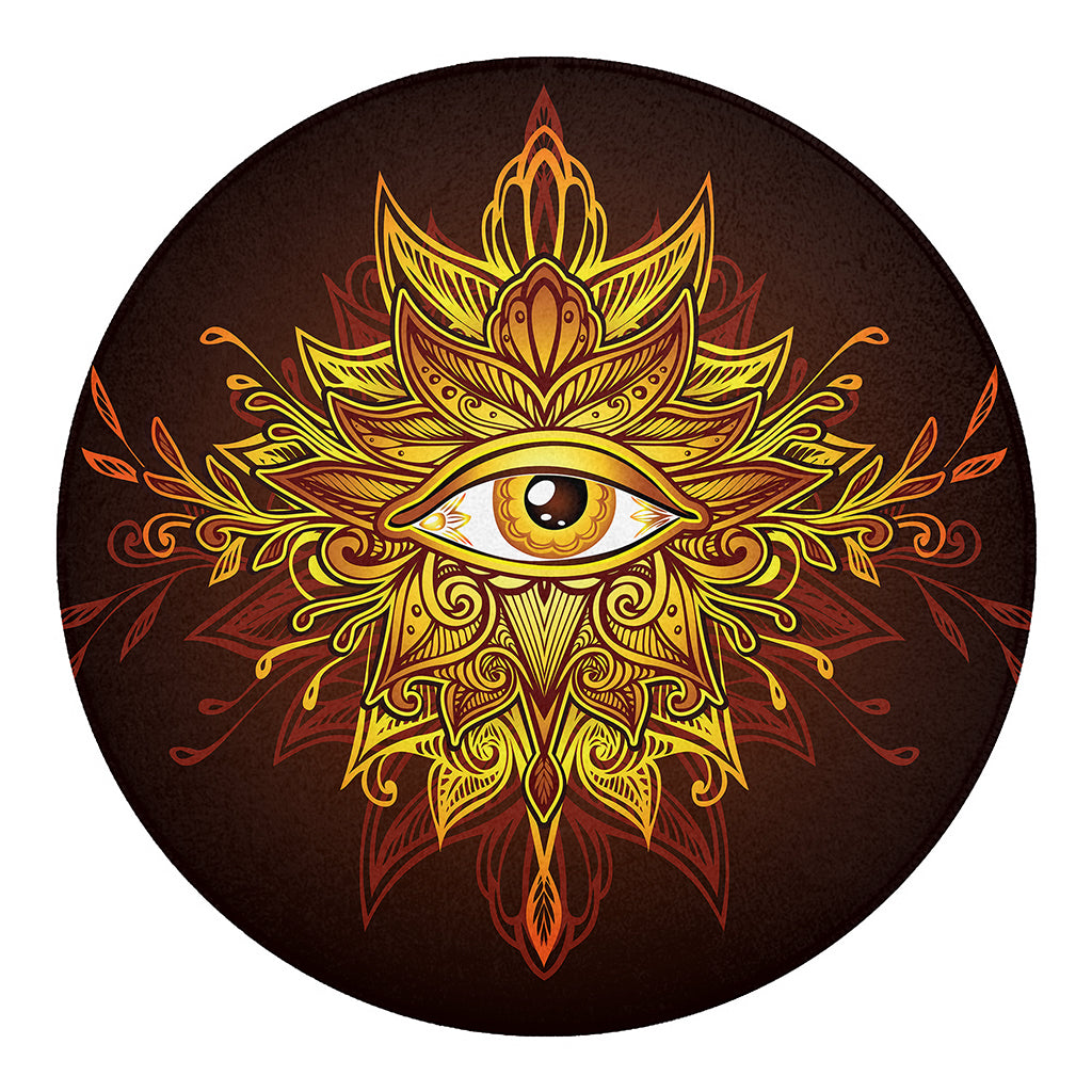 Gold All Seeing Eye Print Round Blanket