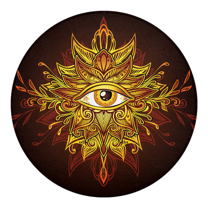 Gold All Seeing Eye Print Round Blanket