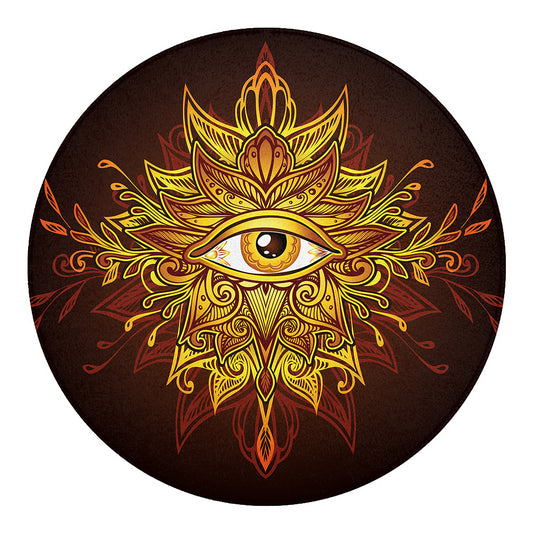 Gold All Seeing Eye Print Round Blanket