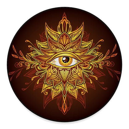 Gold All Seeing Eye Print Round Floor Mat