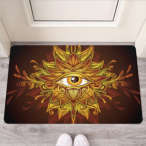 Gold All Seeing Eye Print Rubber Doormat