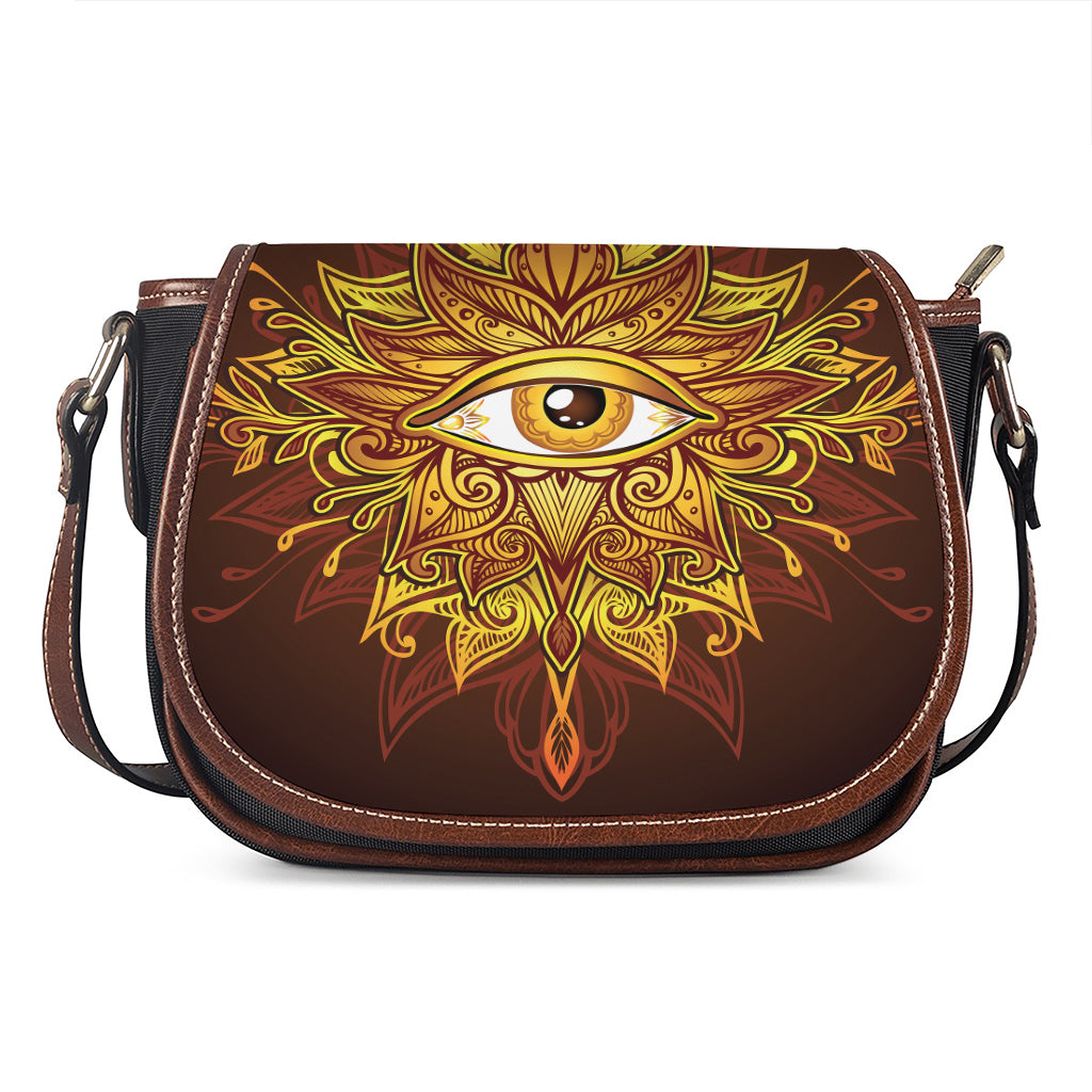 Gold All Seeing Eye Print Saddle Bag