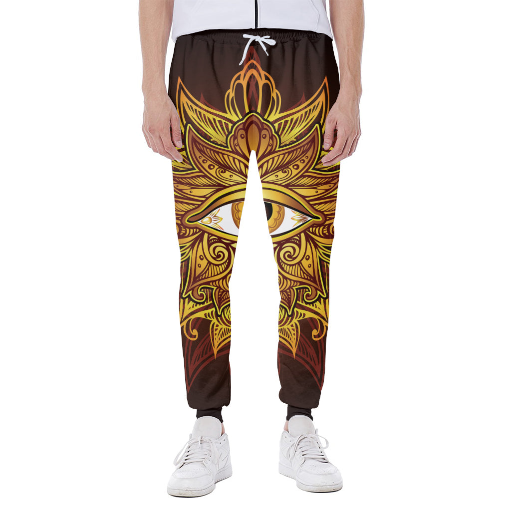 Gold All Seeing Eye Print Scuba Joggers