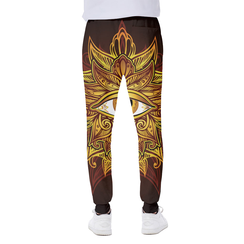Gold All Seeing Eye Print Scuba Joggers