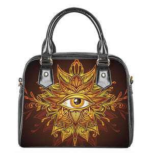 Gold All Seeing Eye Print Shoulder Handbag