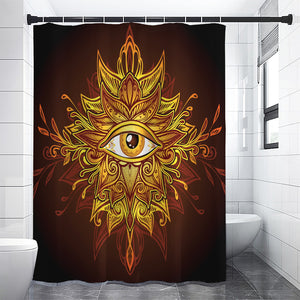 Gold All Seeing Eye Print Shower Curtain