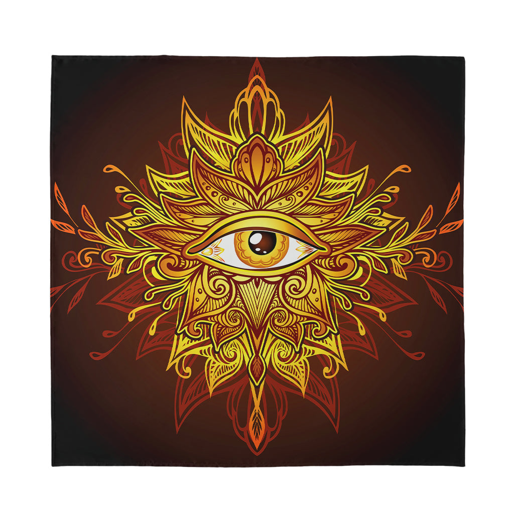 Gold All Seeing Eye Print Silk Bandana