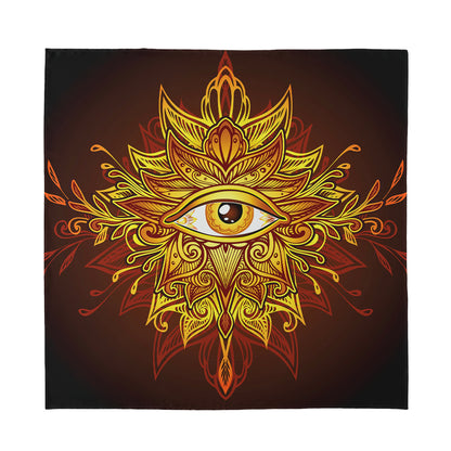 Gold All Seeing Eye Print Silk Bandana