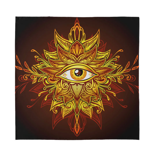 Gold All Seeing Eye Print Silk Bandana