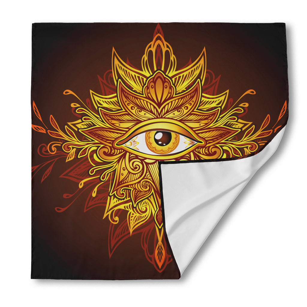 Gold All Seeing Eye Print Silk Bandana