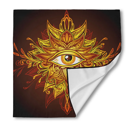 Gold All Seeing Eye Print Silk Bandana