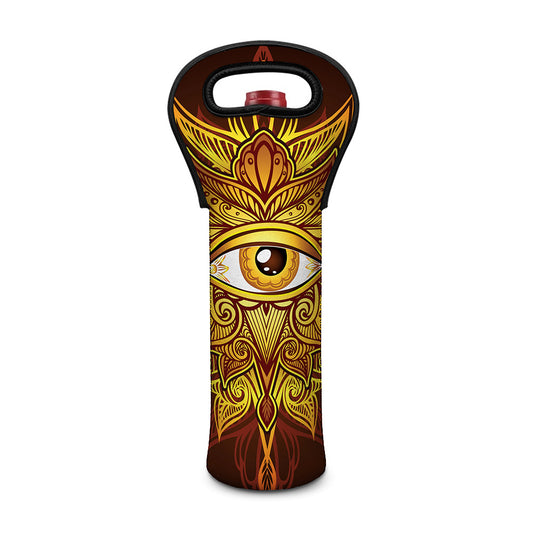 Gold All Seeing Eye Print Single Neoprene Wine Tote