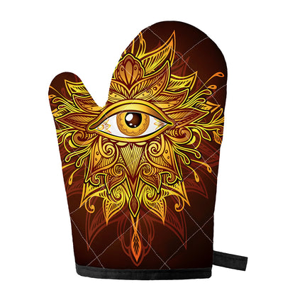 Gold All Seeing Eye Print Single Oven Mitt