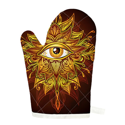 Gold All Seeing Eye Print Single Oven Mitt