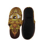 Gold All Seeing Eye Print Slippers