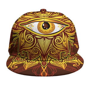 Gold All Seeing Eye Print Snapback Cap