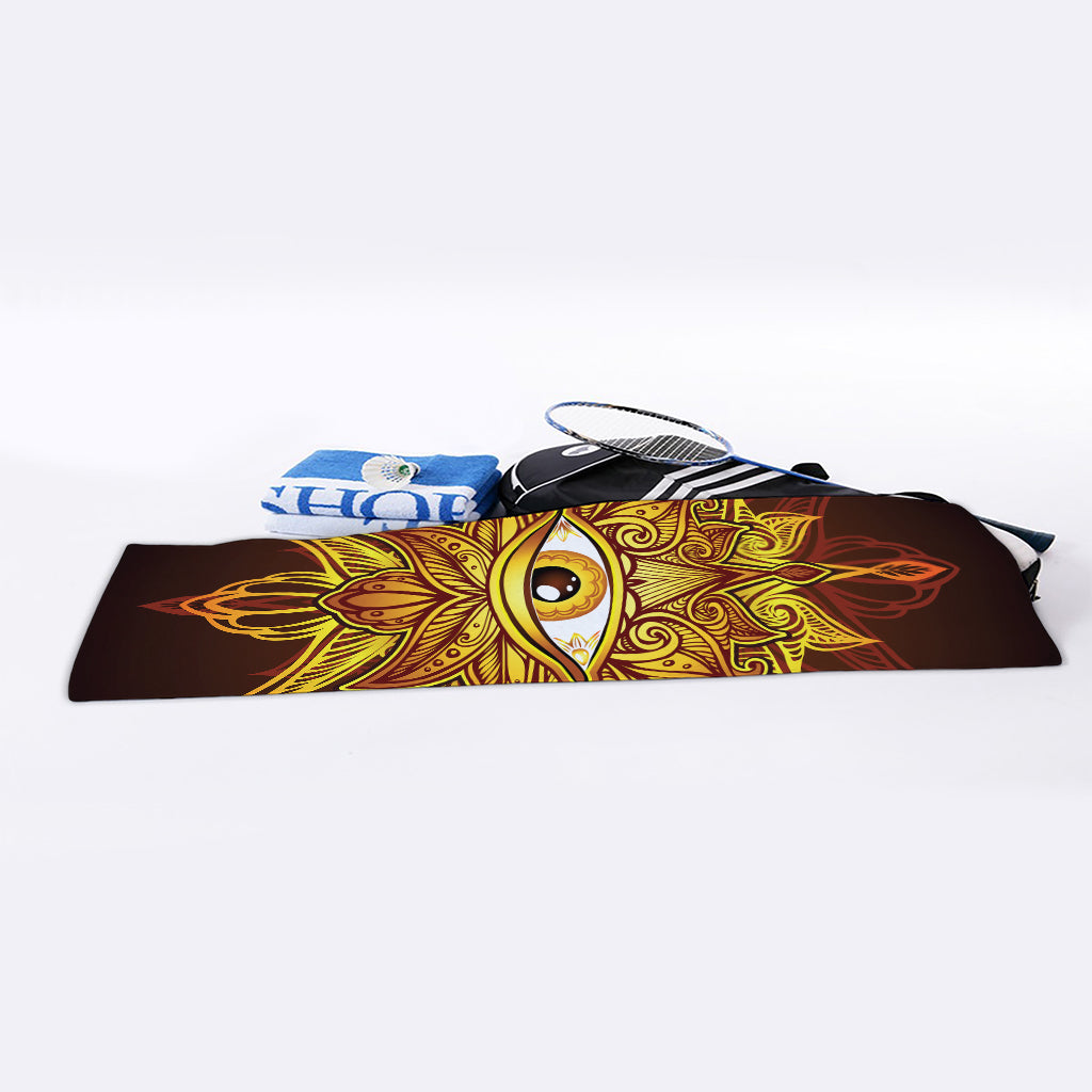 Gold All Seeing Eye Print Sports Towel